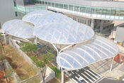 ETFE film tent membrane structure: transparent and waterproof design roof Samut Prakan Thailand