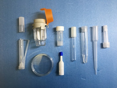 Reagent-related, plastic device container