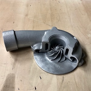 Turbocharger cut sample. Thin wall (1.2mm) aluminum sand casting prototype AC2B